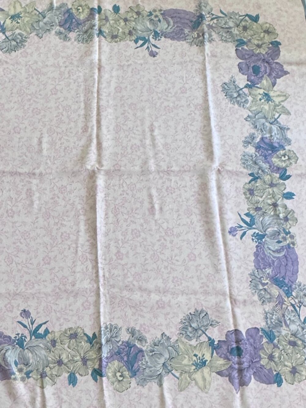 Vintage Japanese Silk Floral Scarf – Soft Pink & Purple, Great Condition - Picture 4 of 6
